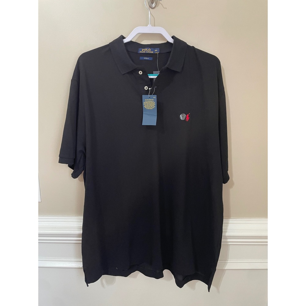 Polo Ralph Lauren Mens 4XL Black Classic Fit Short Sleeve Mesh Polo Shirt NWT